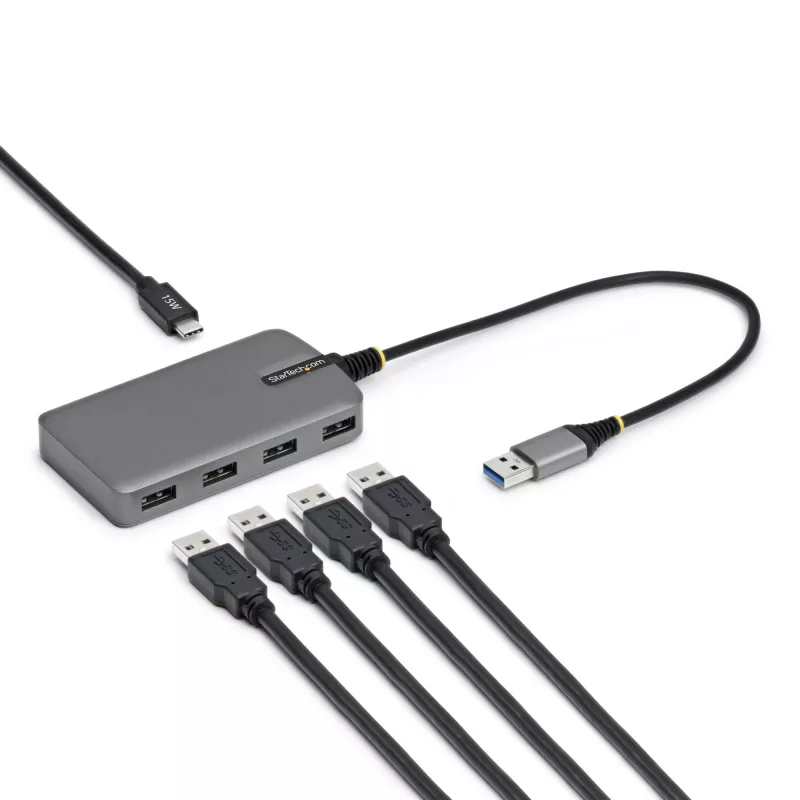 StarTech.com 4-poorts USB-A-hub, 5 Gbit/s, busgevoed, USB-A naar 4x USB-A-hub met USB-C hulpstroomingang, 30 cm hostkabel, draagbare desktop-/laptop-USB-hub