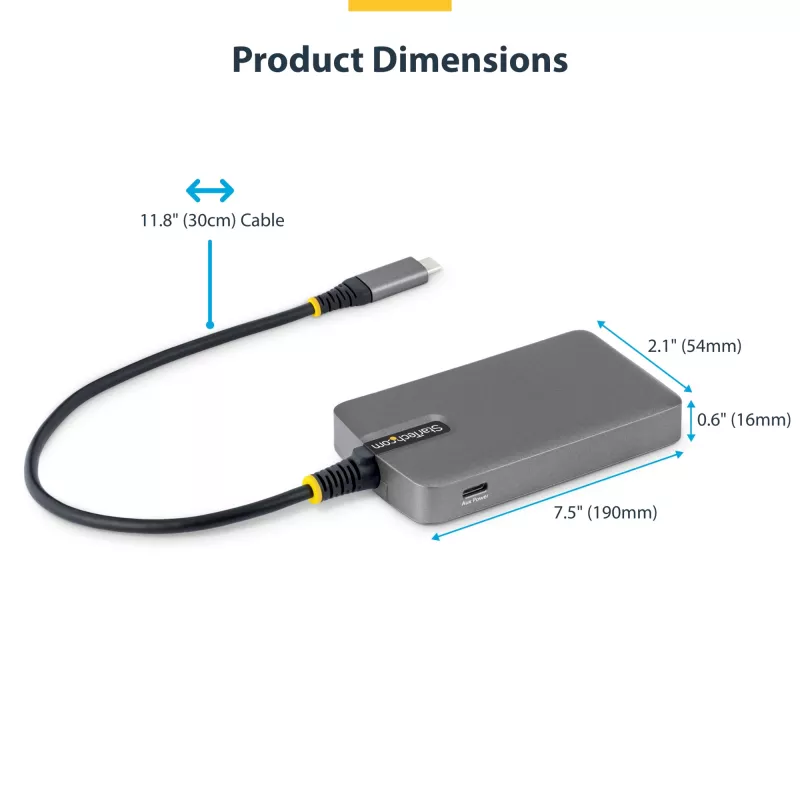 StarTech.com 4-poorts USB-C-hub, 5 Gbit/s, busgevoed, USB-C naar 4x USB-A-hub met USB-C hulpstroomingang, 1ft/30cm hostkabel, draagbare desktop-/laptop-USB-hub