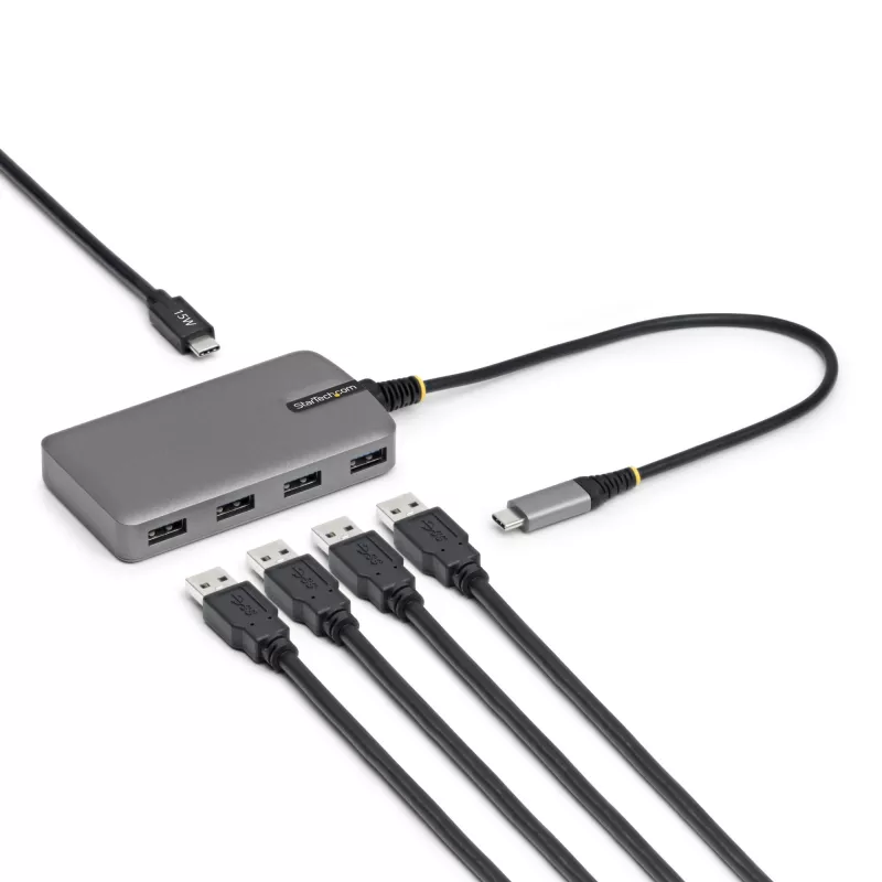 StarTech.com 4-poorts USB-C-hub, 5 Gbit/s, busgevoed, USB-C naar 4x USB-A-hub met USB-C hulpstroomingang, 1ft/30cm hostkabel, draagbare desktop-/laptop-USB-hub