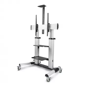 StarTech.com rolbare TV-wagen/standaard op wielen voor 60-100 inch flatscreens tot 100 kg, hoogteverstelling met handzwengel, mobiele/draagbare trolley-houder