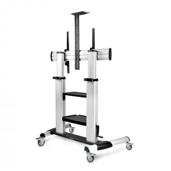 StarTech.com rolbare TV-wagen/standaard op wielen voor 60-100 inch flatscreens tot 100 kg, hoogteverstelling met handzwengel, mobiele/draagbare trolley-houder