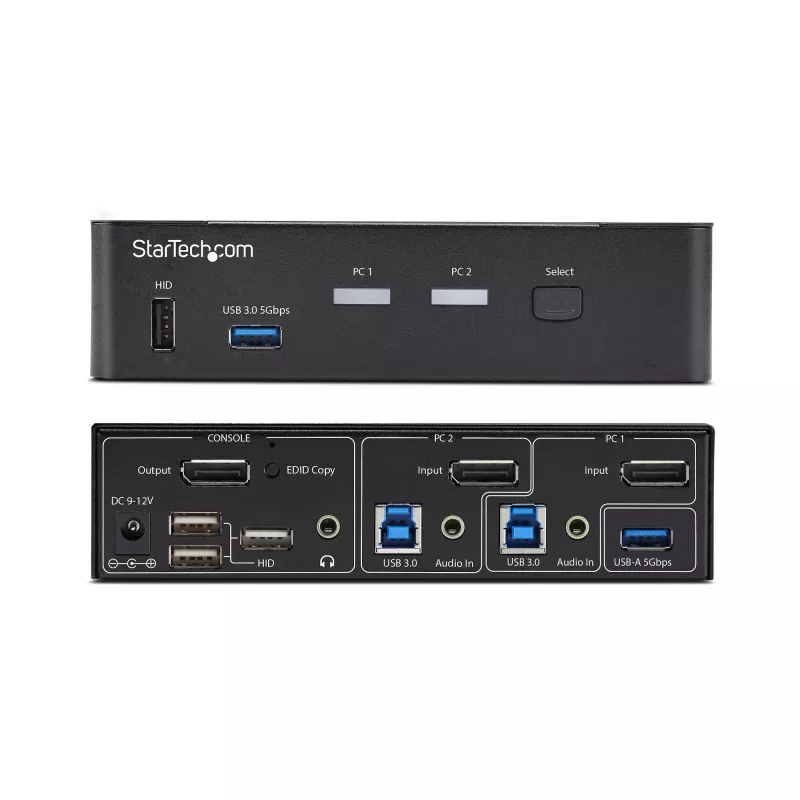 StarTech.com 2-poorts DisplayPort KVM-switch, 4K 60Hz, DP 1.2, EDID-beheer, 2-poorts USB 3.0 hub, 4x USB HID-poorten, TAA-conform