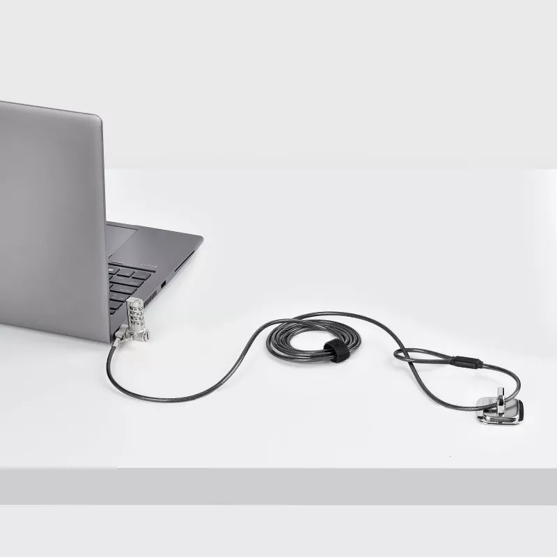 StarTech.com 25-pack universeel laptopslot 2 m, geserialiseerde beveiligingskabel voor notebook, compatibel met Noble Wedge®/Nano/K-slot, sleutelloos cijferslotkabel – TAA