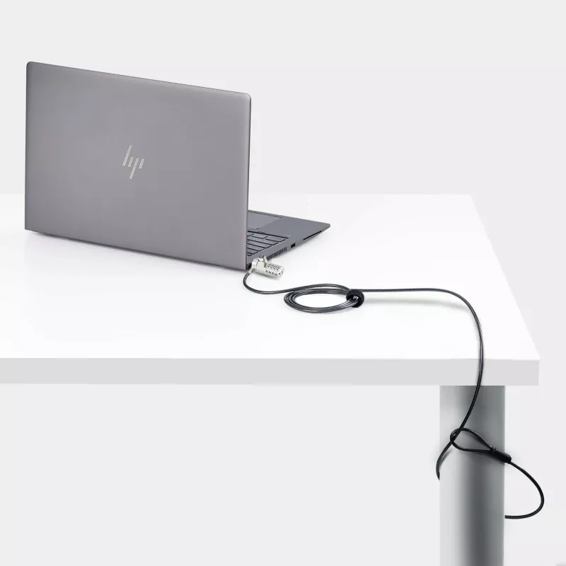 StarTech.com 10-pack dual-access laptopslot, 1,98 m gelijksluitend en cijfercombinatie beveiligingskabelslot voor K-slot-apparaten, computer-diefstalbeveiliging staalkabel