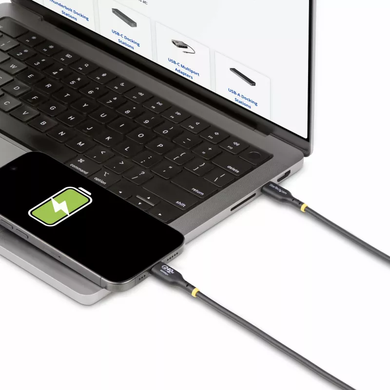 StarTech.com 4m USB-C oplaadkabel, USB-IF gecertificeerde USB-C-kabel, 240W PD EPR, USB 2.0 Type-C laptop-oplaadkabel, USB-C datatransmissiekabel, TPE-mantel, M/M