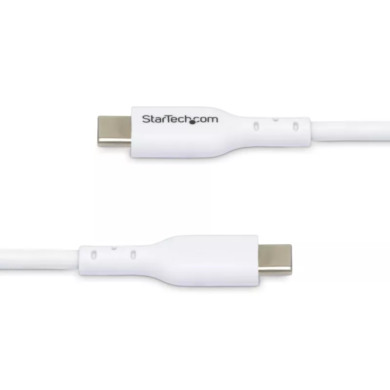 StarTech.com 3m (9.8ft) witte USB-C oplaadkabel, USB-C-kabel, USB 2.0 Type-C laptop-oplaadkabel, 60W 3A Power Delivery, TPE-mantel, USB-C datatransmissiekabel, M/M
