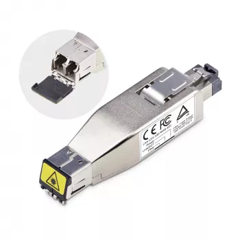 StarTech.com Gigabit glasvezel-naar-RJ45 Ethernet mediaconverter-dongle, optisch singlemode 10 km/multimode 800 m, PoE-gevoed, compact ontwerp, metalen behuizing, Micro Mini, TAA