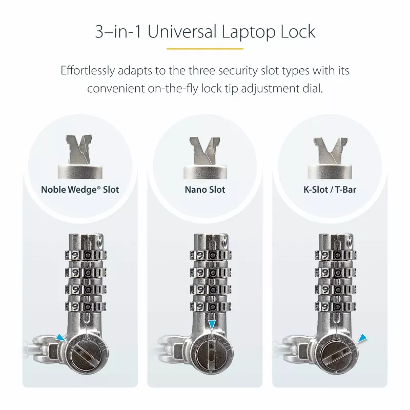 StarTech.com 25-pack universeel laptopslot 6.6ft (2m), master keyed vergrendelingskabel, computerbeveiliging, compatibel met Noble Wedge®/Nano/K-Slot; antidiefstal snijbestendige kabel