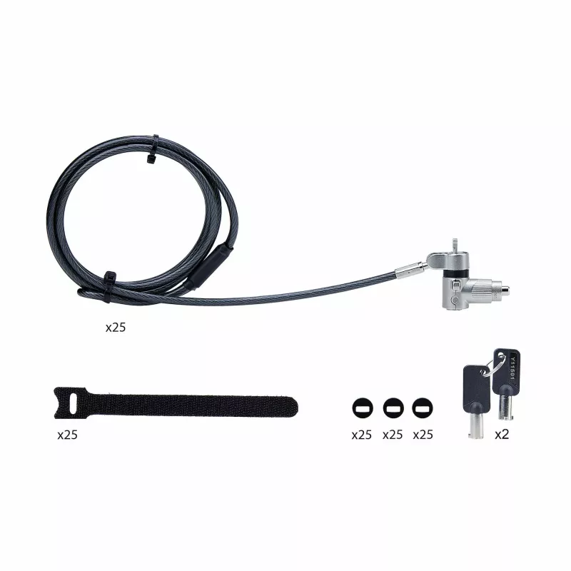 StarTech.com 25-pack universeel laptopslot 6.6ft (2m), master keyed vergrendelingskabel, computerbeveiliging, compatibel met Noble Wedge®/Nano/K-Slot; antidiefstal snijbestendige kabel
