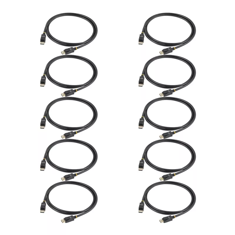 StarTech.com 2m (6.6ft) VESA-gecertificeerde DisplayPort-kabel – 10-pack – DisplayPort 1.2 kabel met vergrendeling, 4K 60Hz UHD, DP-naar-DP-kabel voor monitor, vergrendelbare DP-stekkers