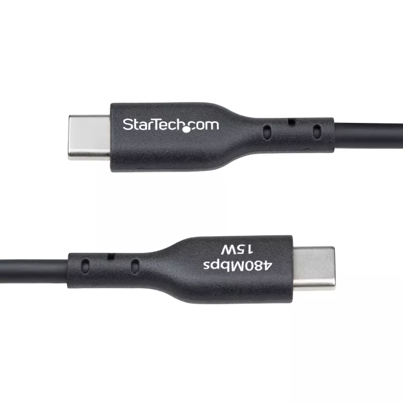 StarTech.com 2m USB-A naar USB-C oplaadkabel, opladen & synchroniseren, 3A, USB 2.0, TPE-mantel - zwart USB-oplaadkabel