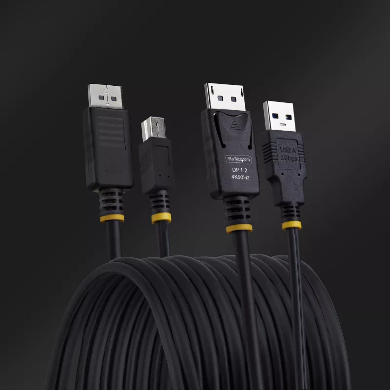 StarTech.com 10ft (3m) DisplayPort en USB 5Gbps KVM-kabel, 4K 60Hz, universeel compatibele DP 1.2/USB 3.0 combokabel voor KVM-switches
