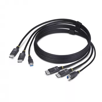StarTech.com 1,8 m dual-DisplayPort en USB 5 Gbit/s KVM-kabel, 4K 60 Hz, universeel compatibel, DP 1.2/USB 3.0 combokabel voor dual-monitor KVM-switches