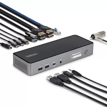 StarTech.com triple-monitor USB-C dockingstation, 140W laptop-laadstation voor MacBook Pro en Windows, 4K 60Hz HDMI of DisplayPort, TAA