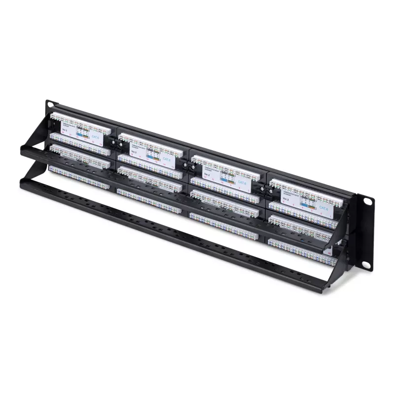 StarTech.com 48-poorts 2U rackmount Cat6 patchpaneel, RJ45, UTP, 110 punch-down, Cat 6 Ethernet patchpaneel voor netwerk-serverrack