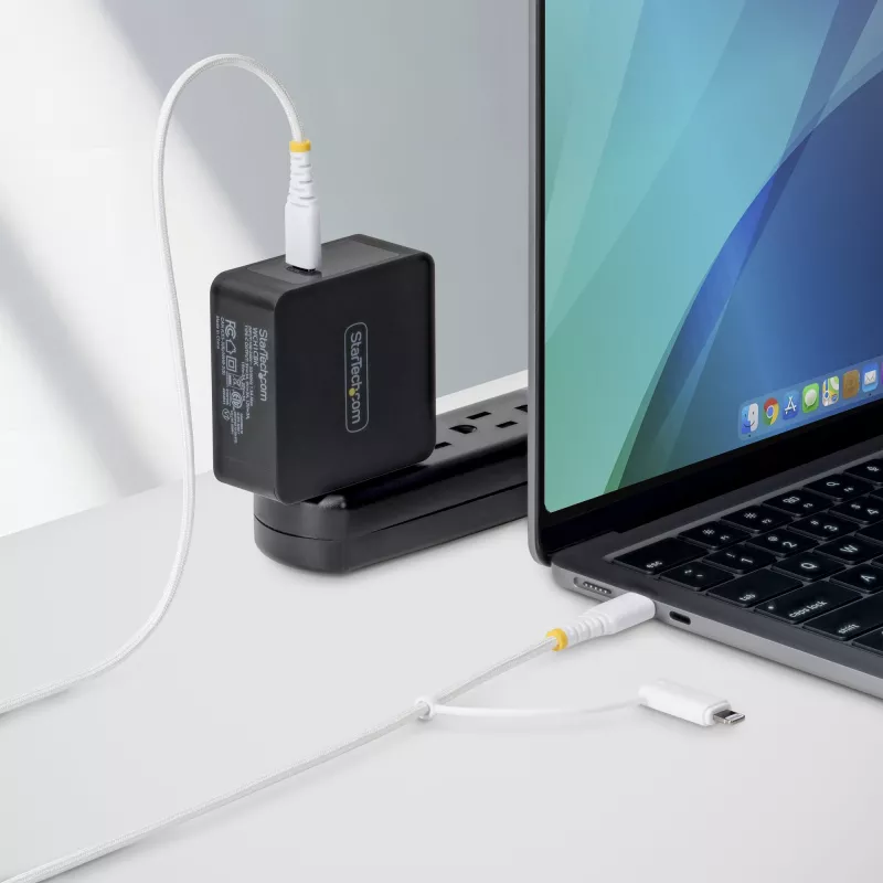 StarTech.com 1m (3ft) robuuste 2-in-1 USB-C oplaadkabel met Lightning-adapter, 30W/60W (3A), Apple MFi gecertificeerd, gevlochten USB-C oplaadkabel voor iPhone/iPad/Android