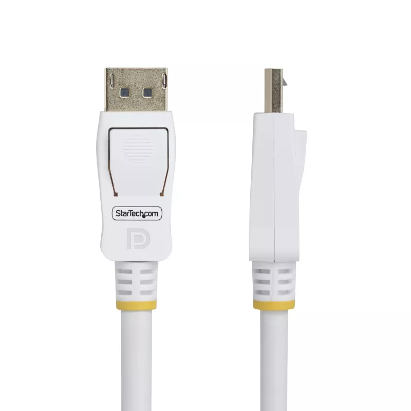 StarTech.com 1,8 m witte VESA-gecertificeerde DisplayPort 1.2 kabel, 4K 60Hz, 21,6 Gbit/s, vergrendelbare DP-stekkers, DP 1.2 DisplayPort kabel, DP-monitorkabel, M/M