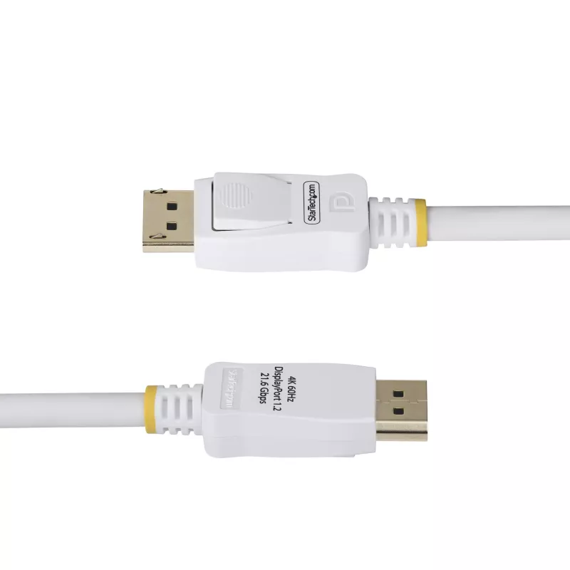 StarTech.com 1,8 m witte VESA-gecertificeerde DisplayPort 1.2 kabel, 4K 60Hz, 21,6 Gbit/s, vergrendelbare DP-stekkers, DP 1.2 DisplayPort kabel, DP-monitorkabel, M/M