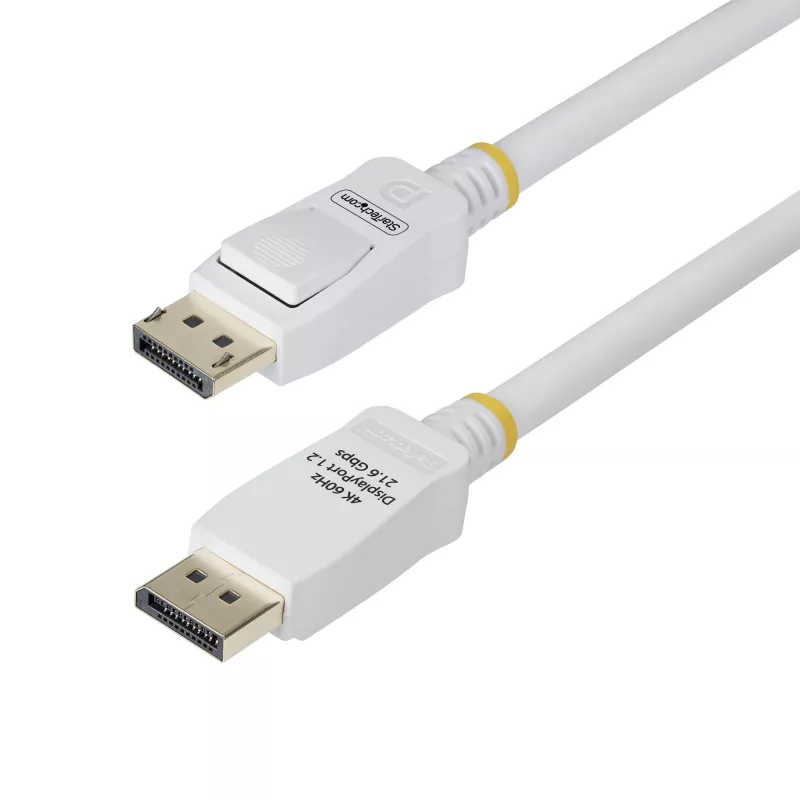 StarTech.com 1,8 m witte VESA-gecertificeerde DisplayPort 1.2 kabel, 4K 60Hz, 21,6 Gbit/s, vergrendelbare DP-stekkers, DP 1.2 DisplayPort kabel, DP-monitorkabel, M/M
