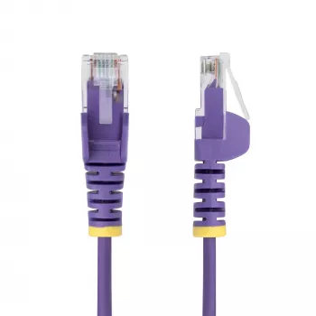 StarTech.com 1,5 m paarse slanke CAT6 Ethernet-kabel, snagless, 100 W PoE, UTP, LSZH, 28 AWG puur blank koperdraad, slanke RJ45 netwerk-patchkabel met trekontlasting, individueel getest