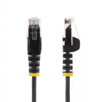 StarTech.com 5m slank Cat6 ethernetkabel zwart, rastnasenschutz, 100W PoE, UTP, LSZH, 28AWG zuiver blank koper, slank RJ45 netwerk-patchkabel met trekontlasting, individueel getest