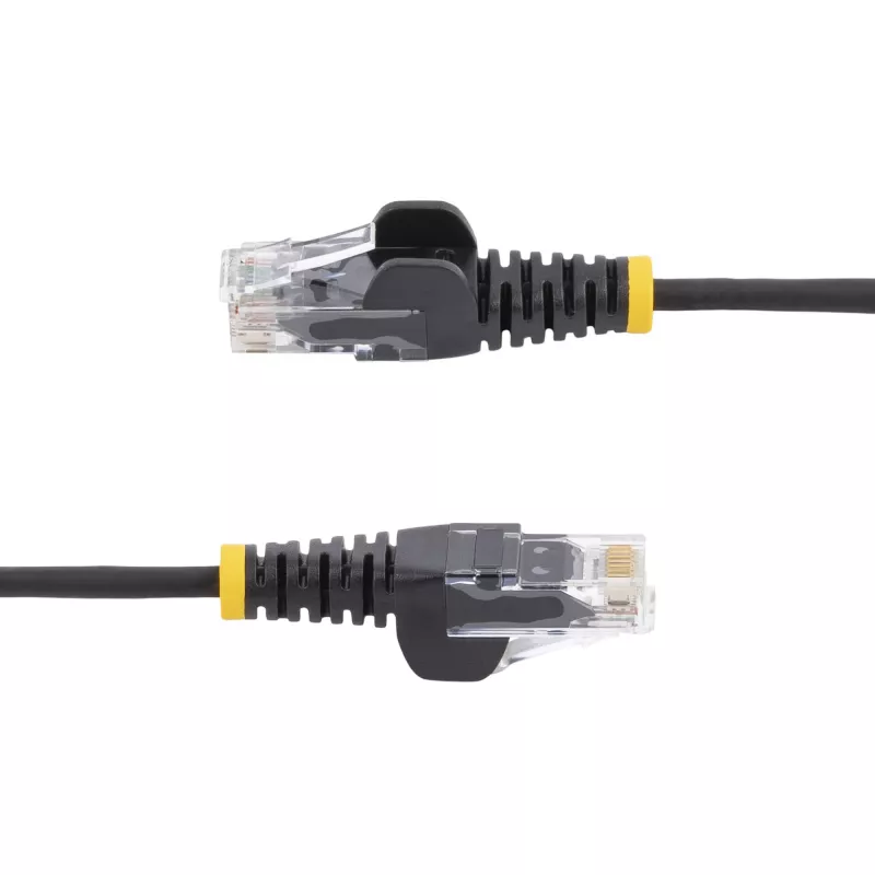 StarTech.com 7 m zwarte slanke CAT6 ethernetkabel, rastnasbescherming, 100 W PoE, UTP, LSZH, 28AWG puur blank koper, slanke RJ45 netwerk-patchkabel met trekontlasting, individueel getest