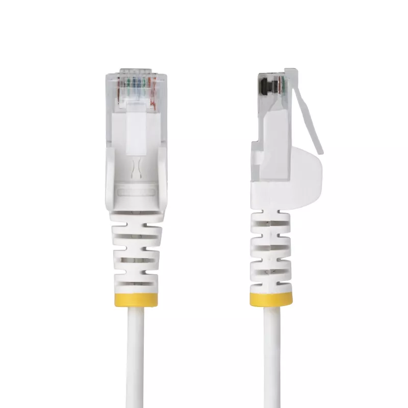 StarTech.com 10m witte slanke CAT6 Ethernet-kabel, haakverhinderer, 100W PoE, UTP, LSZH, 28AWG zuiver blank koperkabel, slanke RJ45 netwerk-patchkabel met trekontlasting, individueel getest