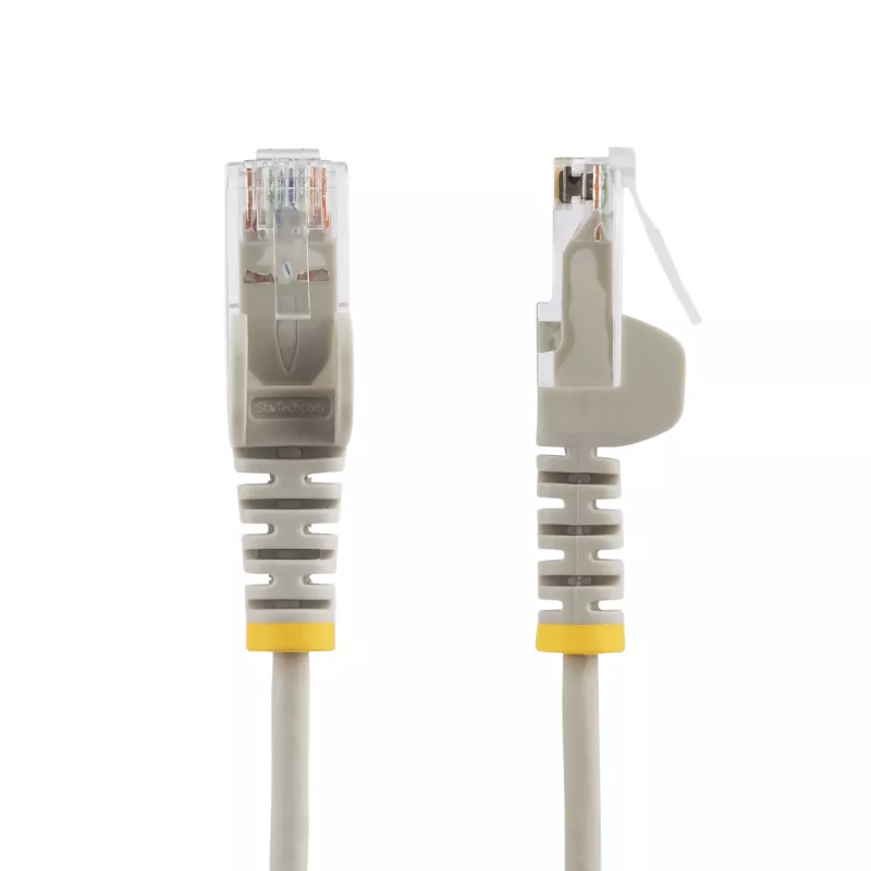 StarTech.com 10m grijze slanke CAT6 Ethernet-kabel, rastnasenschutz, 100W PoE, UTP, LSZH, 28AWG zuiver blank koperdraad, slanke RJ45 netwerk-patchkabel met trekontlasting, individueel getest