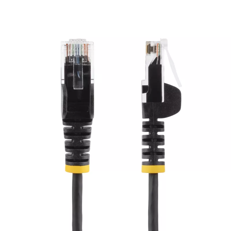 StarTech.com 10m zwarte slanke CAT6 Ethernet-kabel, rastnasenschutz, 100W PoE, UTP, LSZH, 28AWG zuiver blank koperdraad, slanke RJ45 netwerk-patchkabel met trekontlasting, individueel getest