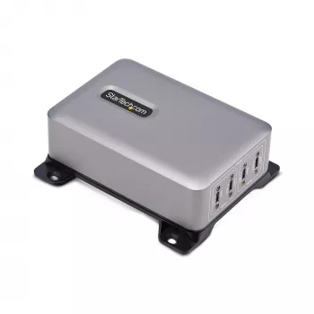 StarTech.com 4-poorts multi-device USB-C oplader, 240W totaal, enkele poort 140W EPR, PD 3.1, schroefzekeringspoorten, vergaderruimtes, houder inbegrepen voor oppervlaktemontage