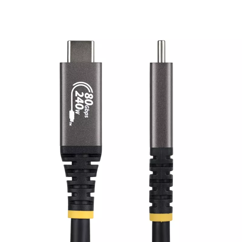 StarTech.com 50cm (1,6ft) USB4-kabel, 80Gbit/s, USB-IF-gecertificeerd USB-C-kabel, 240W PD, 8K 120Hz/4K 240Hz DP2.1 DP80, TPE-mantel, Thunderbolt 4-compatibel – zwart USB-C-kabel