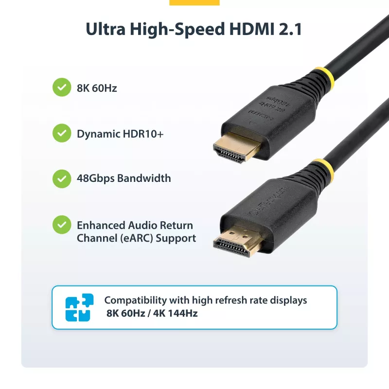 StarTech.com HDMI21-CBL-8K60-50CM HDMI-kabel 0,5 m HDMI type A (standaard) zwart