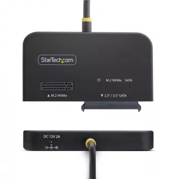 StarTech.com USB-C/USB-A naar M.2 NVMe en 2,5 inch/3,5 inch SATA-adapter, 10 Gbit/s, gereedschapsloze externe SSD-harde-schijflezer, B+M/M-Key