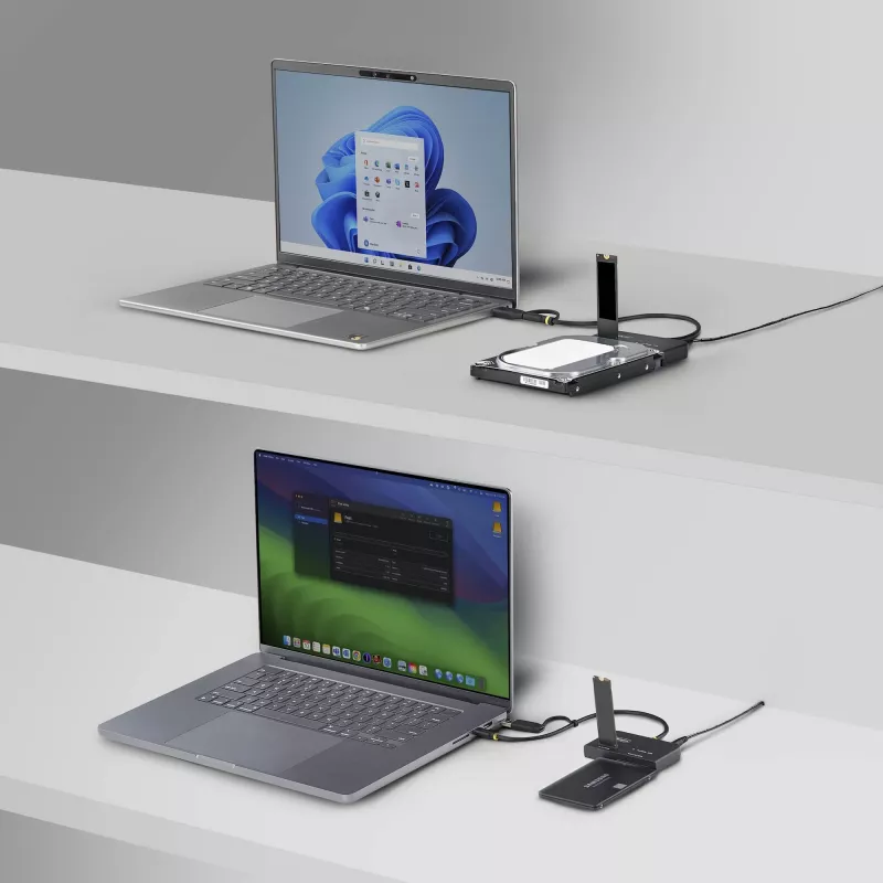 StarTech.com USB-C/USB-A naar M.2 NVMe en 2,5 inch/3,5 inch SATA-adapter, 10 Gbit/s, gereedschapsloze externe SSD-harde-schijflezer, B+M/M-Key