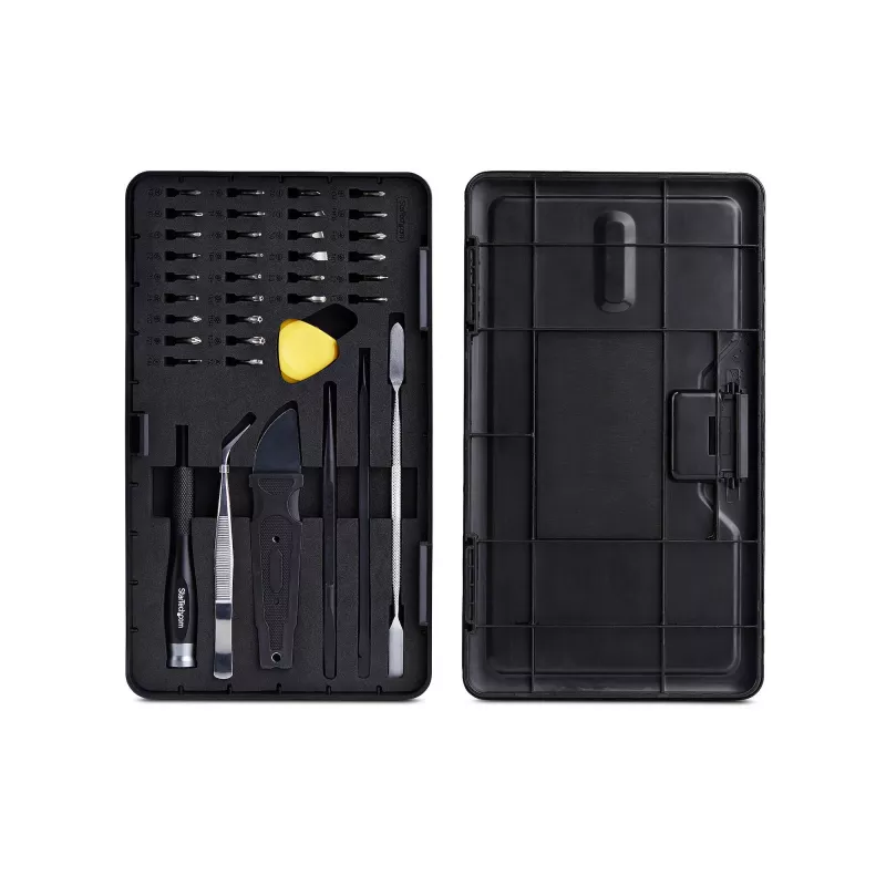 StarTech.com 40-delige computerreparatie-toolkit voor laptop/pc/elektronica/telefoon, 30-bit precisieschroevendraaierset, afneembaar deksel met magneetmat, hefwerktuigen