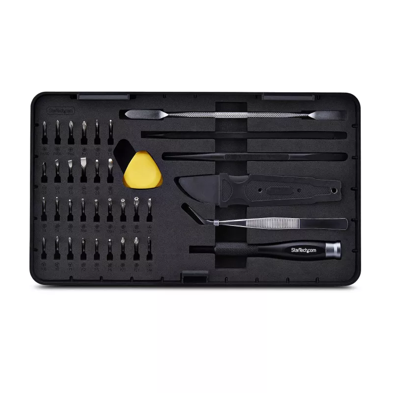 StarTech.com 40-delige computerreparatie-toolkit voor laptop/pc/elektronica/telefoon, 30-bit precisieschroevendraaierset, afneembaar deksel met magneetmat, hefwerktuigen