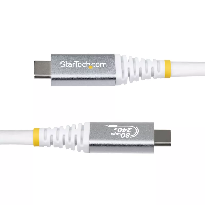 StarTech.com 1,5m USB4-kabel, 80Gbit/s, USB-IF-gecertificeerd USB-C-kabel, 240W PD, 8K 120Hz/4K 240Hz DP2.1 DP80, TPE-mantel, Thunderbolt 4-compatibel – wit USB-C-kabel
