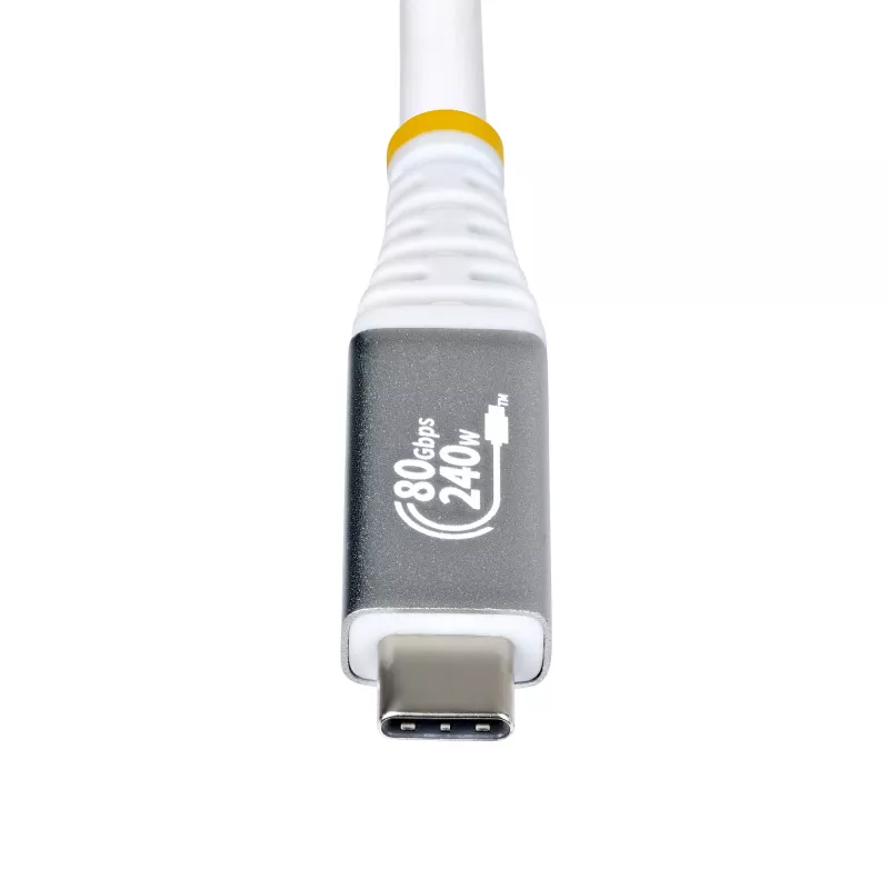 StarTech.com 1,5m USB4-kabel, 80Gbit/s, USB-IF-gecertificeerd USB-C-kabel, 240W PD, 8K 120Hz/4K 240Hz DP2.1 DP80, TPE-mantel, Thunderbolt 4-compatibel – wit USB-C-kabel