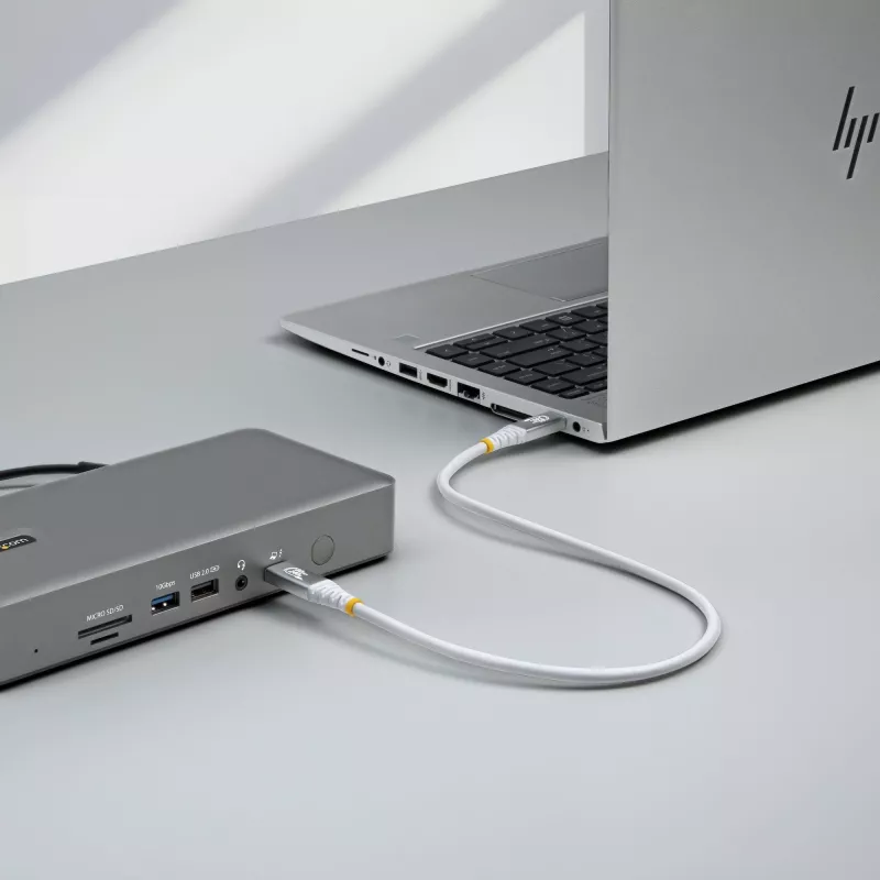 StarTech.com 1,5m USB4-kabel, 80Gbit/s, USB-IF-gecertificeerd USB-C-kabel, 240W PD, 8K 120Hz/4K 240Hz DP2.1 DP80, TPE-mantel, Thunderbolt 4-compatibel – wit USB-C-kabel