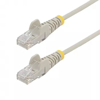 StarTech.com 25 cm grijs slank CAT6 Ethernet-kabel, snagless, 100W PoE, UTP, LSZH, 28AWG massief blank koperdraad, slanke RJ45 netwerk-patchkabel met trekontlasting, individueel getest