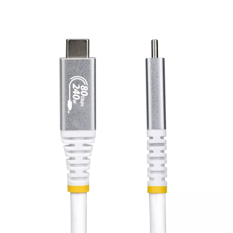 StarTech.com 1m (3ft) USB4-kabel, 80 Gbit/s, USB-IF-gecertificeerd USB-C-kabel, 240 W PD, 8K 120 Hz/4K 240 Hz DP2.1 DP80, TPE-mantel, Thunderbolt 4-compatibel – wit USB-C-kabel