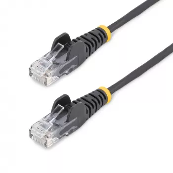 StarTech.com 25 cm slank CAT6 Ethernet-kabel, zwart, snagless, 100W PoE, UTP, LSZH, 28AWG, massief blank koperdraad, slanke RJ45 netwerk-patchkabel met trekontlasting, individueel getest