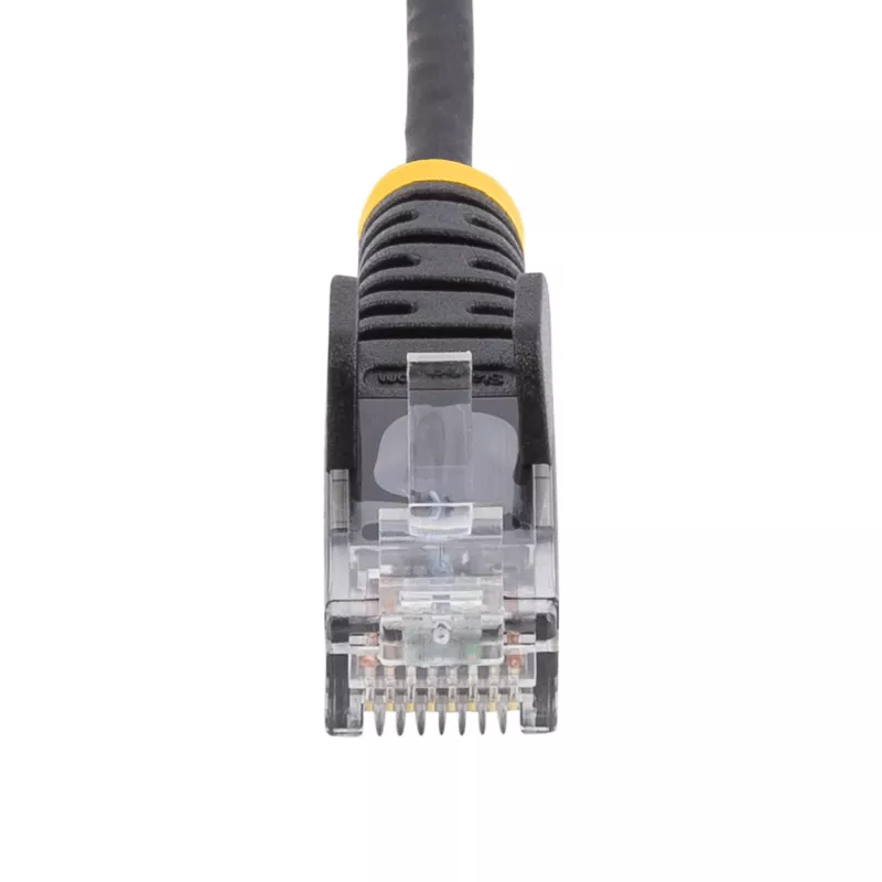 StarTech.com 25 cm slank CAT6 Ethernet-kabel, zwart, snagless, 100W PoE, UTP, LSZH, 28AWG, massief blank koperdraad, slanke RJ45 netwerk-patchkabel met trekontlasting, individueel getest