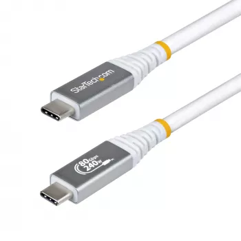 StarTech.com 50cm (1,6ft) USB4-kabel, 80Gbps, USB-IF-gecertificeerd USB-C-kabel, 240W PD, 8K 120Hz/4K 240Hz DP2.1 DP80, TPE-mantel, Thunderbolt 4-compatibel – wit USB-C-kabel