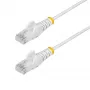 StarTech.com 25 cm wit slank CAT6 Ethernet-kabel, snagless, 100 W PoE, UTP, LSZH, 28AWG massief blank koperdraad, slanke RJ45 netwerk-patchkabel met trekontlasting, individueel getest