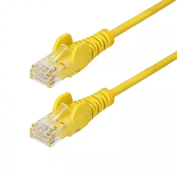 StarTech.com 25cm geel slank CAT6 Ethernet-kabel, snagless, 100W PoE, UTP, LSZH, 28AWG massief blank koperdraad, slanke RJ45 netwerk-patchkabel met trekontlasting, individueel getest
