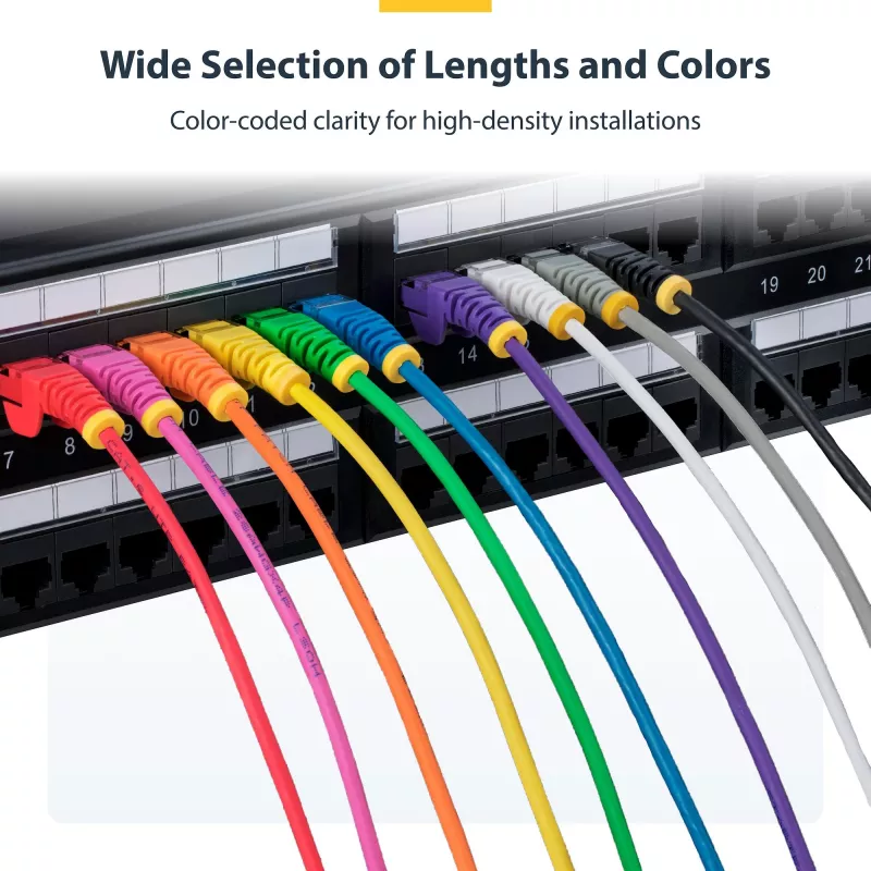 StarTech.com 25 cm paars slank CAT6 Ethernet-kabel, snagless, 100 W PoE, UTP, LSZH, 28AWG massief blank koperdraad, slanke RJ45 netwerk-patchkabel met trekontlasting, individueel getest
