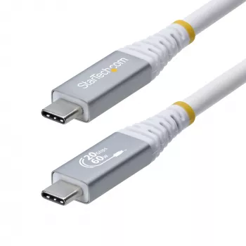 StarTech.com 3 m (10 ft) USB4-kabel, 20 Gbit/s, USB-IF-gecertificeerd USB-C-kabel, 60 W PD, 4K 120 Hz DP 1.4, TPE-mantel, wit USB-C-kabel
