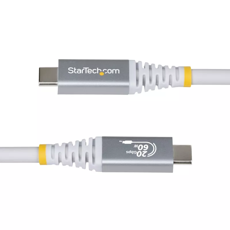StarTech.com 3 m (10 ft) USB4-kabel, 20 Gbit/s, USB-IF-gecertificeerd USB-C-kabel, 60 W PD, 4K 120 Hz DP 1.4, TPE-mantel, wit USB-C-kabel