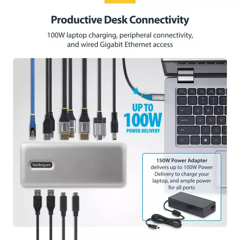 StarTech.com 199UE-USBC-DOCK laptop-dockingstation/poortreplicator bedraad USB 3.2 Gen 2 (3.1 Gen 2) Type-C grijs